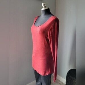 Italy Silver Trim  Long Sleeve T- Shirt / Tunic Red Sz L FEMME FATALE